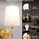 Ouyulong Battery Operated Wall Sconces Set of 2, Wireless Rechargeable Dimmable Wall Light with RGB Bulb and Remote for Bedroom, Living Room, Hallway (Gold)