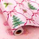 Yarcony Reversible Pink Christmas Wrapping Paper Jumbo Roll for Girsl Women