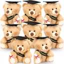 Jenaai 8 Pcs Graduation Bear 2026 with Black Cap 10 Inches Bulk Class of 2026 Soft Cute Bear Stuffed Animal Toys for Commemorative Celebratory Keepsakes Gift (Black Ribbon)
