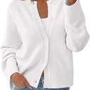 KIRUNDO Cardigan Sweaters for Women Fall Trendy Long Sleeve Chunky Knit Button Up Oversized Winter Jacket Casual Outwear (Small,White)