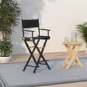 Casual Home Director's Chair ,Black Frame/Black Canvas,30" - Bar Height, 30 in