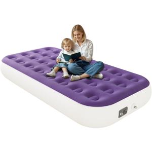 Twin Air Mattress with Built in Pump,10" Blow up Air Bed, 2 Mins Quick Self-Inflation/Deflation, Foldable Inflatable Mattress for Home/Travel, 10'' Twin Purple