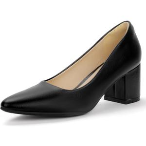 IDIFU Women's Pumps Closed Toe Low Chunky Block Heels Dress Shoes for Women Office Work Business Wedding Prom Shoes Trendy Comfortable Pointed Toe Short Thick Heels Pumps, 7.5, Black