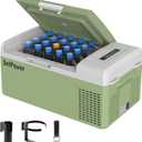 Setpower FC15 Portable 12v Refrigerator, -4-68 Fast Cooling Car Refrigerator, 15L/15.8Qt Car Fridge Portable Freezer with 12/24V DC & 110/240V AC, Electric Cooler (Green, 15L With AC Adapter) (16QT(3 years))