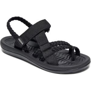 Hiking Sandals for Womens, Comfortable Walking Flip Flop Sandals with Arch Support, Athletic Sandals with Hook and Loop Straps for Beach Vacation Adventure (6, Black)