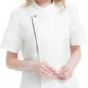 TopTie Women's Chef Coat Short Sleeve Chef Jacket (Large, White)