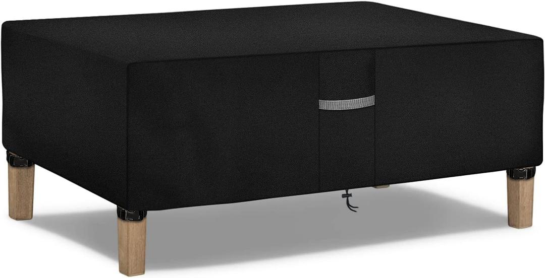 Dokon Heavy Duty Patio Coffee Table Covers Waterproof Rectangular Outdoor Table Cover Anti-UV 600D Oxford Fabric Lawn Patio Furniture Covers with Air Vent (48"L x 25"W x 18"H) - Black