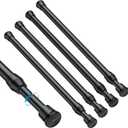 MEXAU 4PCS Small Tension Curtain Rod 11 to 19 Inch, Black Short Curtain Rods No Drilling, Loaded Expandable Spring Curtain Rods for Kitchen, Closet, Cupboard, Door, Bookshelf