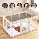 Jalove Acrylic Dog Playpen Indoor, 24“ H Plastic Pet Playpen with Door, Clear Pet Play Pen for Puppy Cat Rabbit Ferret, Easy Assemble Dog Pen, Preferable for Small Cage, White 10 PCS