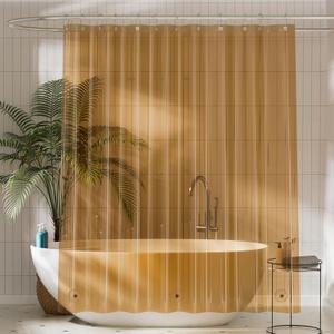 Titanker Shower Curtain Liner, Plastic Shower Liner PEVA 72 x 72 Lightweight Waterproof Shower Curtains for Bathroom with Magnets and Grommets, Clear Amber