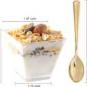 supernal 2oz Square Plastic Mini Dessert Cups with Gold Spoons,Parfait Appetizer Cup,100pcs Cups,100pcs Gold Spoons,Perfect for Birthday,Party,Wedding