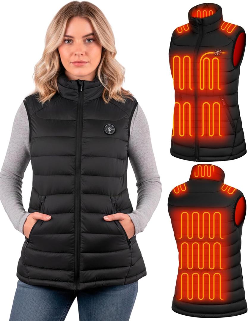 Heated Vest Jacket for Women with Battery Pack Included 16000mAh for Outdoor Hunting Camping (Large, 01-black)