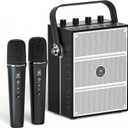 100W Powerful Voice Amplifier with 2 Wireless Microphones, Big Pro Sound Portable Speaker with Microphone, Bluetooth Speaker PA System Karaoke Machine Support BT/USB/TF Card/Aux/Guitar S99