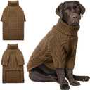ASENKU XXL Dog Sweater, Dog Sweaters for Extra Large Dogs,Pet Sweatshirt Apparel Turtleneck Pullover Winter Dog Outfits for Pitbull, Labrador Retriever(Coffee, 2XL)