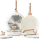 Kordisen Ceramic Nonstick Frying Pan Skillet Set with Lid, 3 Piece Ceramic Pans for Cooking Non Toxic, Healthy Induction Cookware, Stay-Cool Handle, PFOA & PFAS Free (9.5 Inch, 11 Inch, 12.5 Inch)