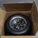 11x4.00-5 Flat Free Lawn Mower Tire and Wheel, with 3.4"-5.0" Centered Hub and 3/4" & 5/8" Grease Bushing,Solid Smooth Tread Tire for Zero Lawn Mowers