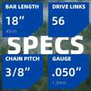 18 Inch Chainsaw Guide Bar and Chains 62 Drive Links, 3/8" LP Pitch, 050" Gauge, 18-Inch Replacement Chainsaw Chains Compatible with Husqvarna, Echo, Poulan, Craftsman and more (1 Bar + 3 Chains)