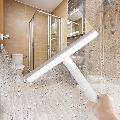 Shower Squeegee for Glass Doors, Mirrors, Tile, Walls, Window & Table Crumb Sweeper All-Purpose Squeegee for Restaurant & Bathroom Cleaner Tool - 9.6" White