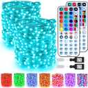 BrizLabs Pastel Fairy String Lights - 2 Pack 66ft 200 LED Color Changing Fairy Lights with Remote, Plug-in RGB Christmas Twinkle Light Rainbow Firefly Starry Light for Xmas Tree Halloween Easter