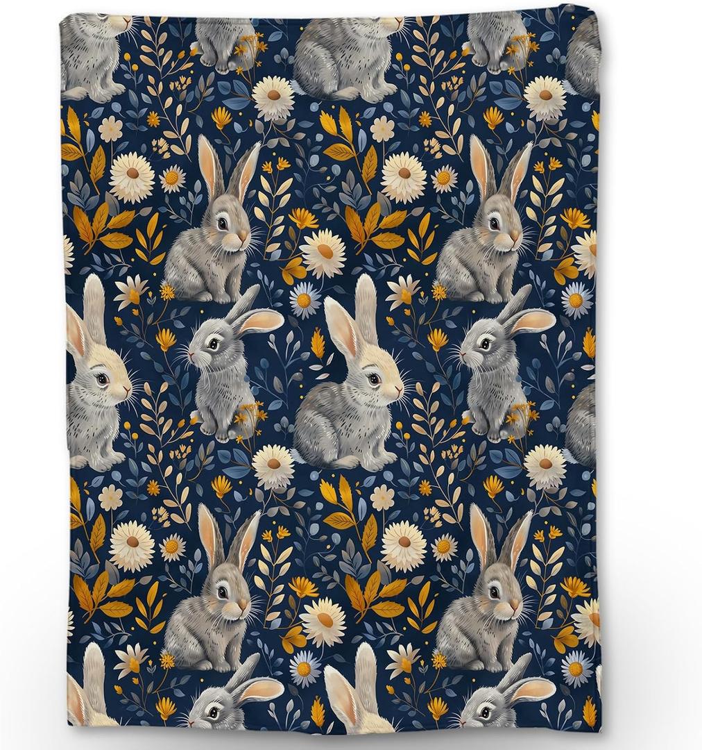 Cute Rabbit Blanket, Soft Flannel Throw Blanket for Couch, Bed, Travel, Living Room & Home Decor, Cozy Lightweight Warm Fluffy Fuzzy Blankets for Adults Women Girls 8060 in