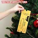 Gisafai 100 Sets Polar Stickers Golden Tickets Bulk Polar Christmas Decorations Believe Bell Santa Sleigh Bell Invitations Xmas Gifts Train Party Supplies Favors Stuffers Organza Bags Tags (White)