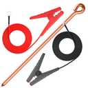 Portable Ground Rod with Electric Fence Wire, Solar Fence Charger Electric Fence Kit Connect Electric Fence Jumper Leads with Crocodile Clip for Electric Fence Connectors Solar Electric Fence