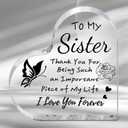 Acrylic Heart Sign Deck Standee Statue Presents Birthday Christmas Valentines Day Mothers Day Delicate Heart Gifts for Grandma Grandmother Mama Stepmom (Clear to Sister)