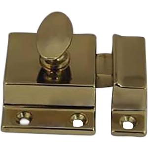 QCAA Traditional Large Oval Turn Cabinet Latch, Solid Brass, 2", for Cupboard & Other Furniture, Polished Brass, 1 Pack, Made in Taiwan