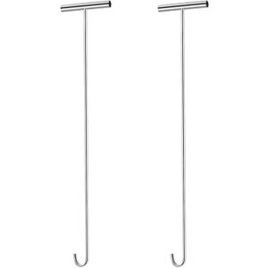 Zonon 2 Pack 31" 5th Wheel Pin Puller Solid Steel Chrome Plated Fifth Wheel Pin Puller Heavy Duty Portable Type Lifting Hooks for Pulling Storm Drain Manhole Covers, J Hook