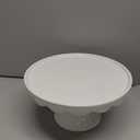 Martha Stewart Patterson 10" Round White Stoneware Pedestal Cake Stand, 5.1" Tall - Fits 9" Cakes | Elegeant Display Plate Stand for Parties, Weddings & Desserts
