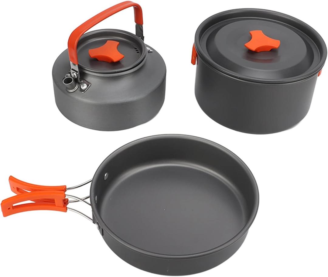 Bulin Camping Cookware Portable Lightweight Cooking Set Aluminum Non Stick Camping Pans and Pots with Kettle for 2-3 People for Outdoor Camping Hiking Backpacking Picnic 