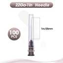2 x 100 Pack 22 Gauge 1 Inch Needle 25mm with Cap for Industrial, Scientific Labs, Individually Sealed