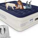 KNZZO Air Mattress Full with Built-in Pump, Blow Up Mattress with Soft Flocked Top, Leakproof Inflatable Mattress, Foldable Waterproof Air Bed for Home, Guests, Camping, with Storage Bag (Deep Blue)