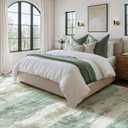 BEIMO 3x5 Rugs for Entryway Entrance Kitchen, Machine Washable Modern Abstract Soft Area Rug, Low Pile Indoor Floor Carpet with Non Slip Backing, Light Green/Cream