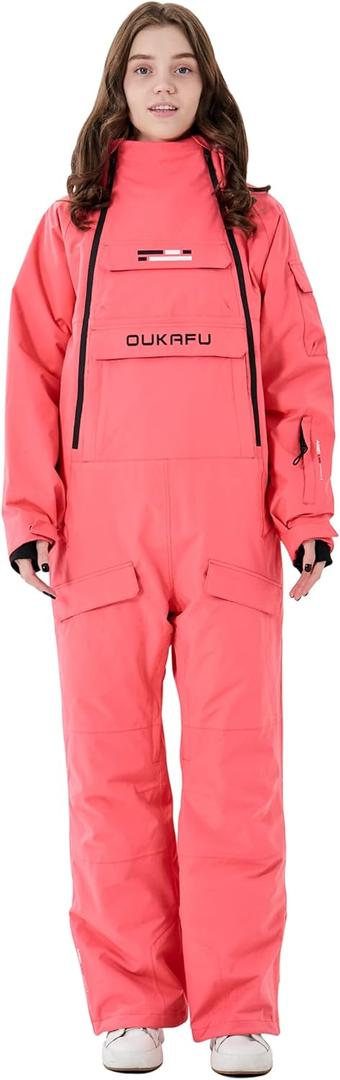 Women One Pieces Ski Suits Waterproof Ski Jumpsuits Winter Onesies Snowsuits Snowboard Coveralls for Snow Sports (X-Small, Pink)