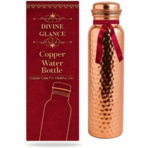 Copper Water Bottle-34oz-Handcrafted Ayurvedic 100% Pure Copper Water Bottle for Drinking Leak-Proof Lid BPA Free Non-Insulated & Eco Friendly with Premium Quality for Sport & Travel
