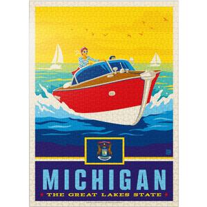 MyPuzzle Michigan: The Great Lakes State - Premium 1000 Piece Jigsaw Puzzle for Adults