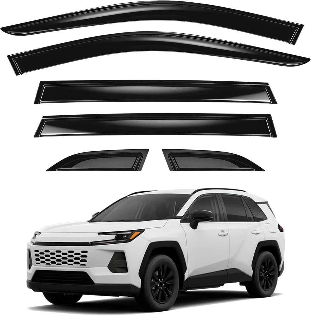 Tape-On Rain Guards for Rav4 2026+, Side Window Deflectors Visor Rain Guards Vent Guard Shade Deflectors Compatible with Toyota Rav4 Accessories 2026 2027 6-Pack