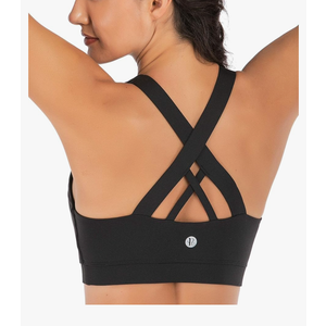 RUNNING GIRL Sports Bra for Women, Criss-Cross Back Padded Strappy Sports Bras Medium Support Yoga Bra with Removable Cups 3XL