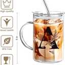 Yekidos Initial Extra Large Glass Drinking Cup With Lid Straw Boss Gifts For Women Cute Customized Mug Gift For Her Iced Glass Tumbler Cup Retirement Gift Must Haves For Women Apartment Essentials