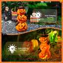 Halloween Pumpkin Decorations Unique 3 Tiers Stacked Jack-O-Lantern Solar Outdoor Pumpkin Lights Halloween Decor for Porch Garden Yard Lawn,3 Tiers Pumpkin