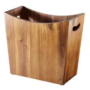 Tidita 3 Gallons Rectangular Wastebaskets - Acacia Wood Waste Basket with Handles - Small Trash Can for Bathroom - Brown Garbage Bin for Spa Decorative, Kitchen Under Counter, Living Room, Office