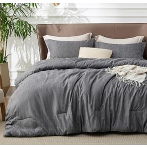 Bedsure Twin/Twin XL Comforter Set - Dark Grey Soft Bedding for All Seasons, Cationic Dyed Bed Set, 2 Pieces, 1 Twin Size Comforter (68"x88") and 1 Pillow Sham (20"x26"+2")