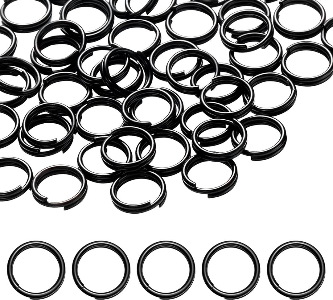 Hotop 50 Pieces Black Keys Ring Heavy Duty Metal Round Split Rings Key Chain Rings for Organization DIY Crafts Accessories(10 mm)