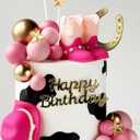 JeVenis Cowgirl Cake Topper Cowboy Western Decorations Cowgirl Hat Birthday Cake Topper Cowgirl Boots Cow Balls Cake Decor (Pink)