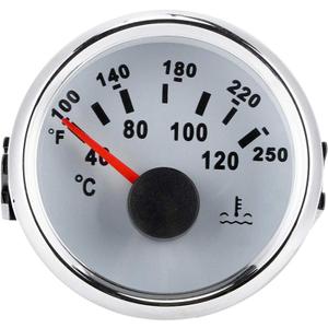 FastUU Electric Water Temperature Gauge, 40-120  Waterproof Boat Water Temp Gauge, 52mm/2in Marine Engine Water Temp Meter for Boat, RV, Car, Truck, Generator (White Dial)