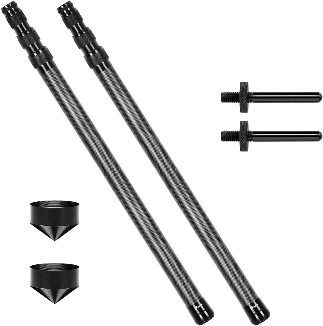 Telescopic Tarp Poles, Canopy Adjustable Carbon Fiber Poles Set of 2, Portable & Lightweight Tent Tarps for Awning, Camping, Hiking 67"