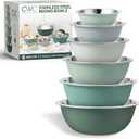 COOK WITH COLOR Stainless Steel Mixing Bowls Set - Nesting Bowls, 6 Pieces, Green