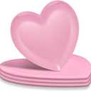 4 Pcs 9.5 Inch Heart Shaped Melamine Valentines Plates Dinner Plates Heart Dinnerware Dishes for Valentines, Birthdays, Bridal Showers, Baby Showers (Pink)