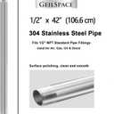 GeilSpace 1/2" x 42" Stainless Steel Pipe, 304 Pipe Nipple Fits Standard 1/2 Inch Threaded Pipes and Fittings, DIY Industrial Metal tube (2 PCS)